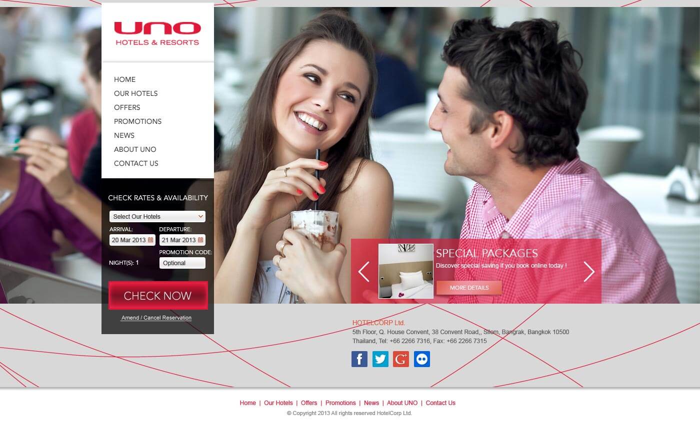 Uno hotel - Web Design