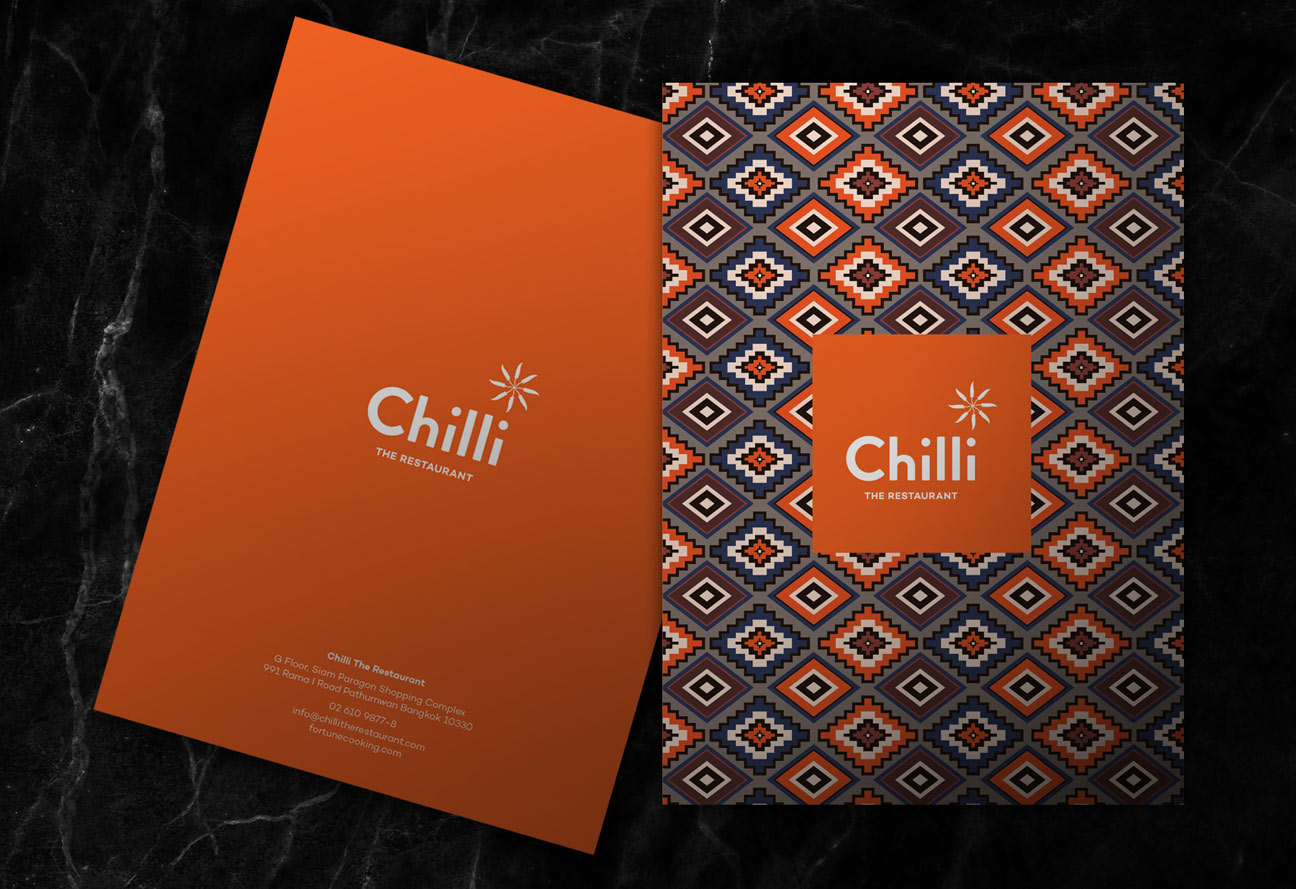 chilli the restaurant menu design print design bangkok